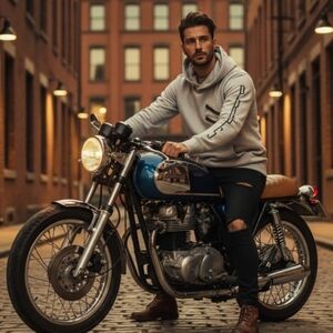 PRPS Hoodie Hooded Sweatshirt Gray Pullover Fleece Lined Zippers Size Medium